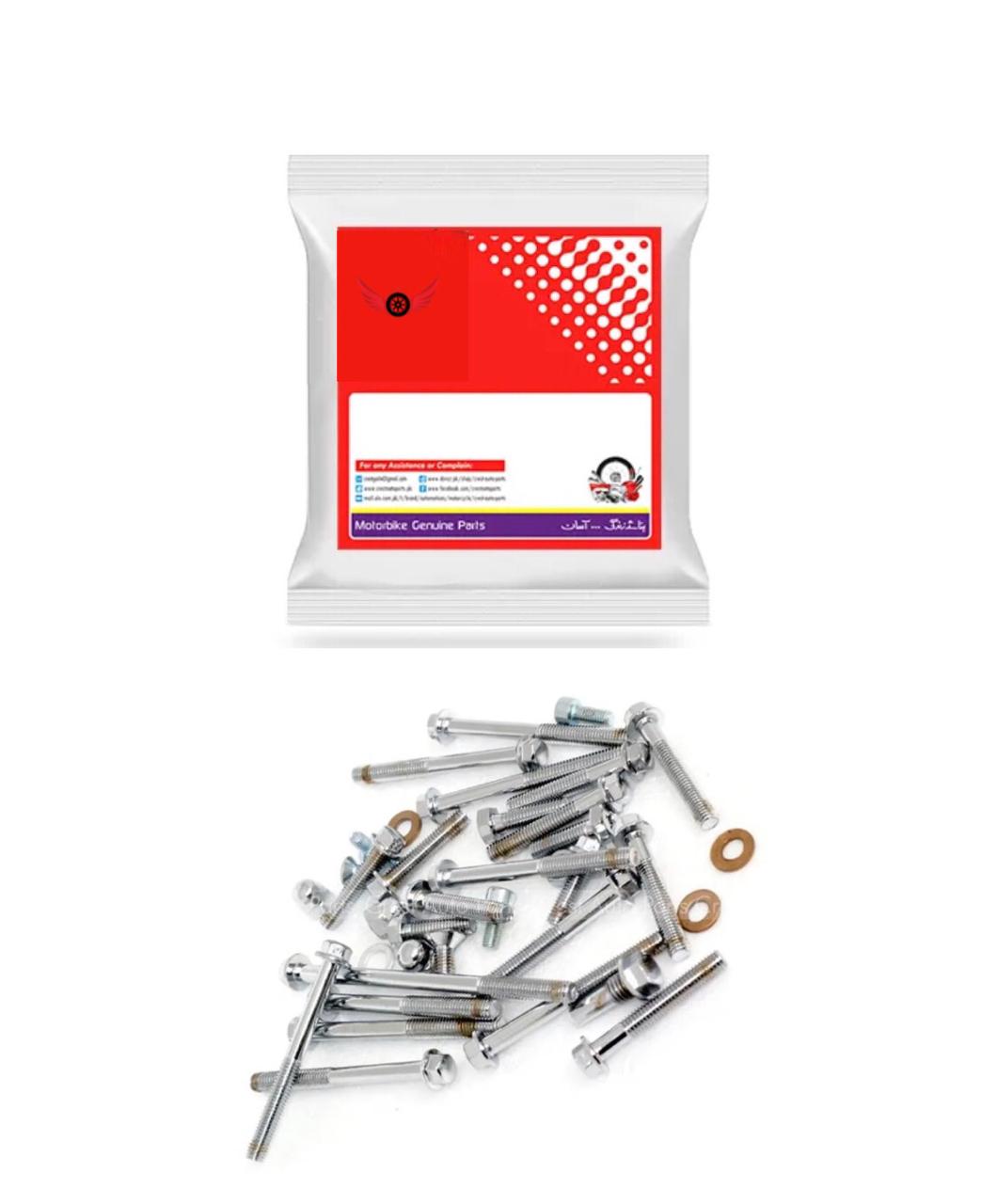 BOLT KIT HALF CHROME CD-70 (Including Roller Bolt + Head Bolt + Cylinder Bolt) ENGINE