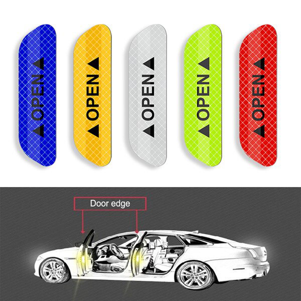 High Quality 4Pcs/Set Car Open Reflectante Tape Warning Mark Reflective Open Notice Bicycle Accessories Exterior Door Car Reflective Sticker Multi Colour