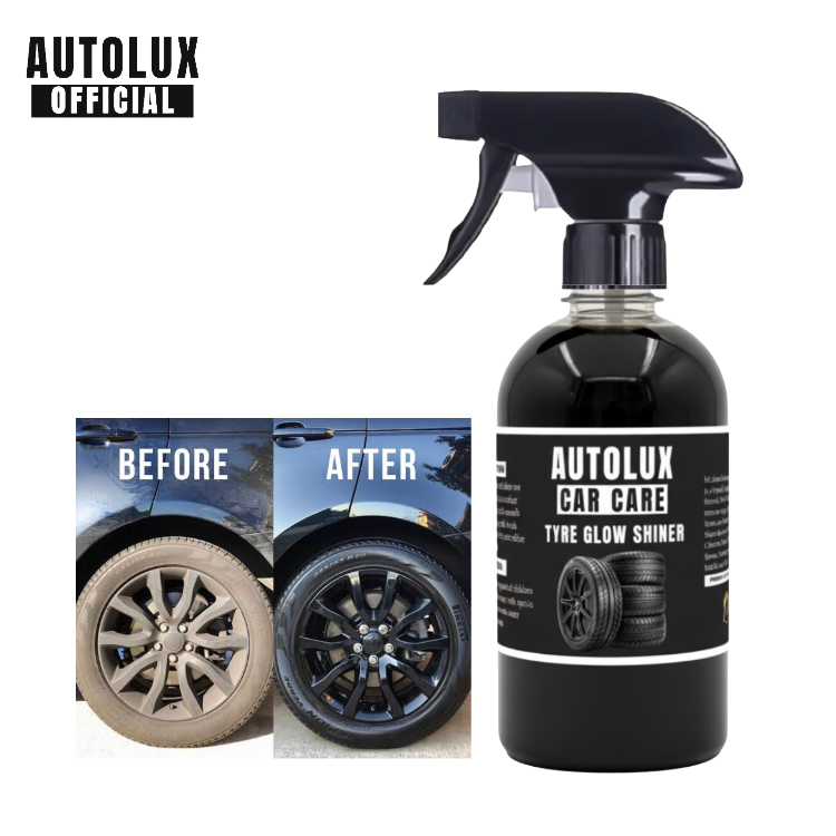Tyre Glow Shiner Spray 250ml / 500ml – Car Tyre & Wheel Shine Polish | Tyre Dressing Spray Pakistan Tyre shiner Pakistan, tyre glow spray, car tyre shine, wheel polish spray, AutoLux car c