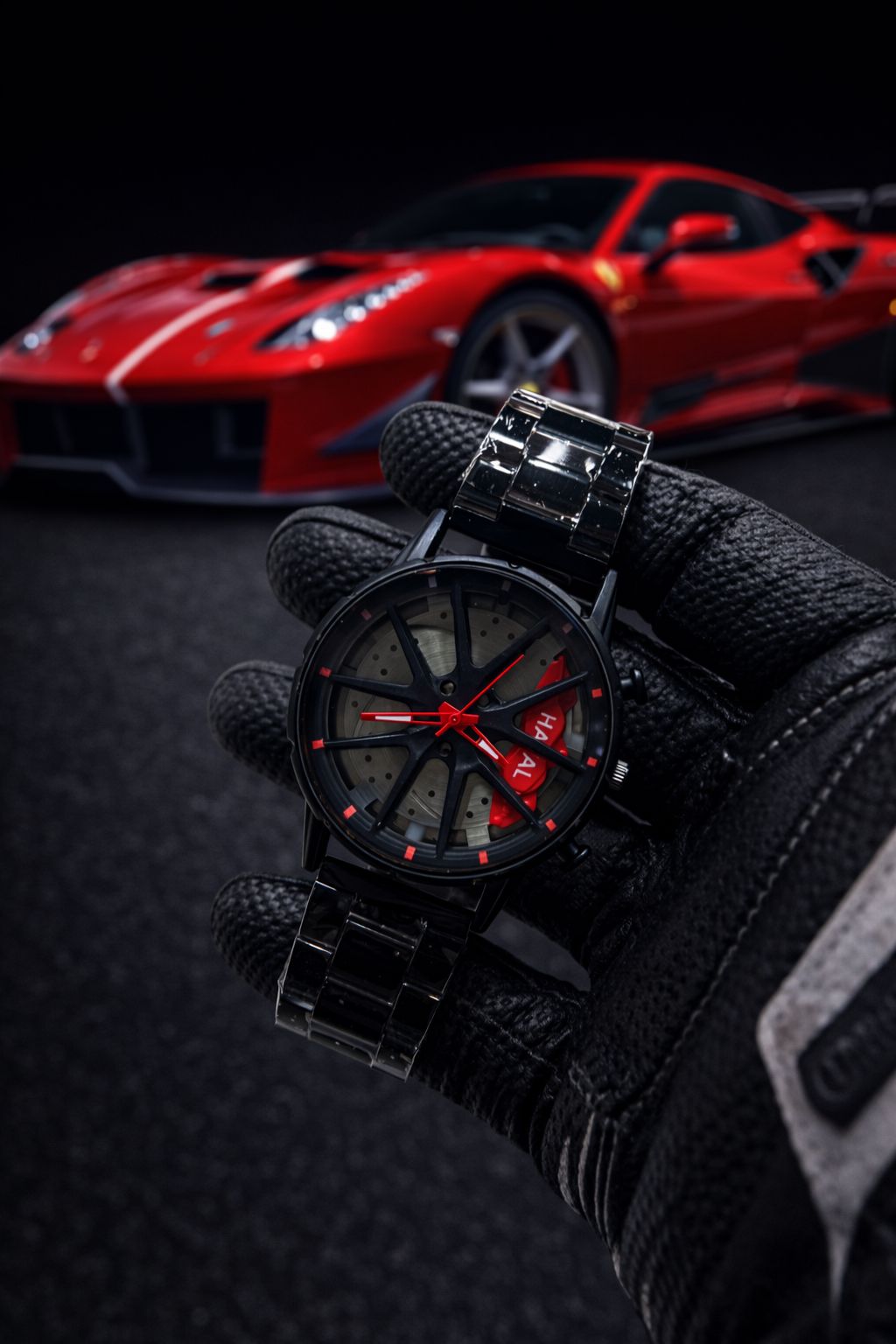 Wheel Style Sports Car Rim Watch for Men | Luxury Alloy Dial Design (Non-Rotating) with Stainless Steel & Leather Straps – Creative Fashion Watch for Boys & Men in Pakistan