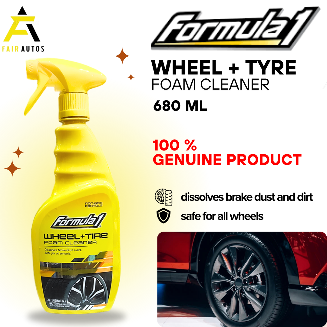 Formula 1 Wheel & Tyre Foam Cleaner 680ml Original | Car Wheel Rim Cleaner Spray | Acid-Free Tyre Foam for Brake Dust, Dirt & Grime Removal | Deep Cleaning & Shine for Alloy, Chrome, Painted