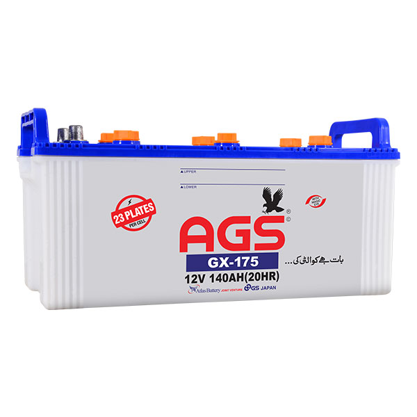 AGS GX 175 / N140 Battery – 140Ah – 23 Plate – Original Heavy-Duty Dry Battery – For Car, Jeep, Tractor, UPS & Solar Systems
