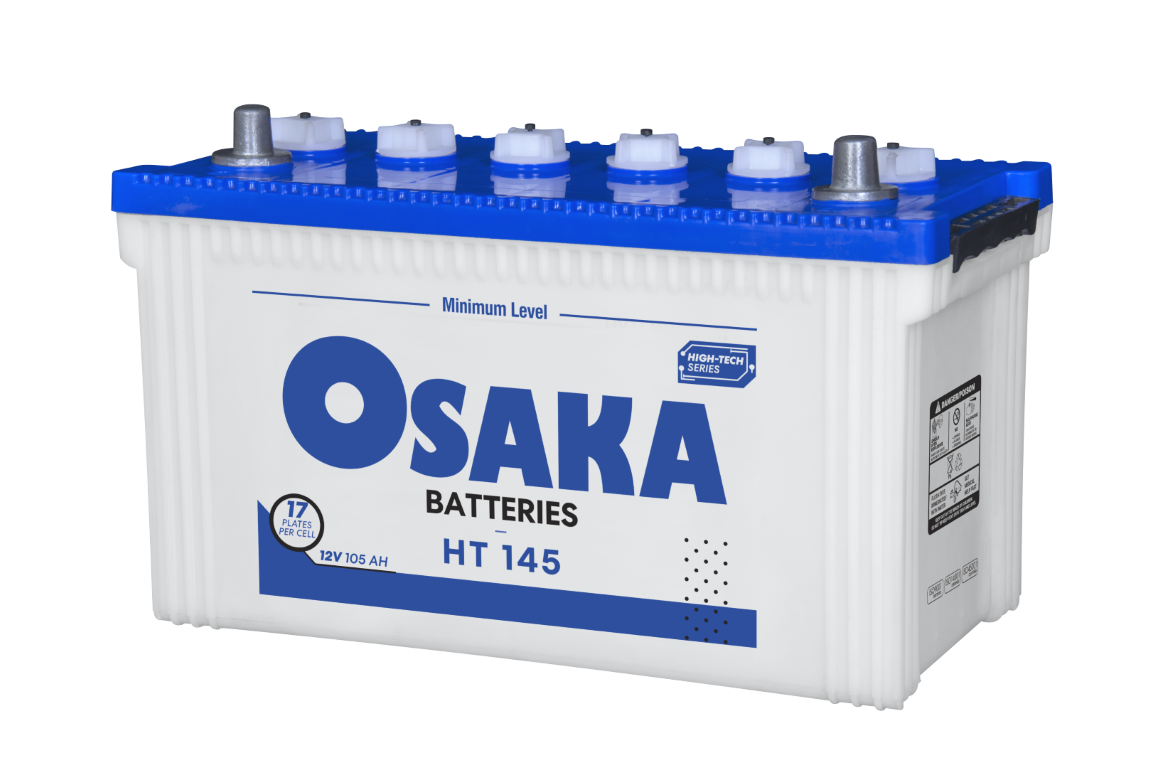 Osaka HT 145 R/L 17 Plates 105Ah – Heavy-Duty Battery – Compatible for Cars, Jeeps, SUVs, Solar Systems & UPS Backup