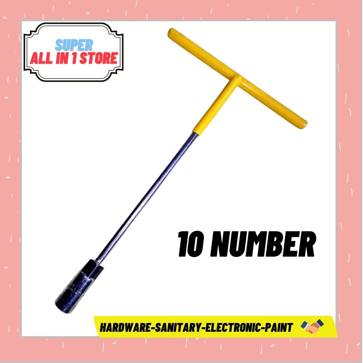 T Pana 10 Number | Hex Socket T Handle Wrench with Rubber Grip | Premium Quality Steel T Spanner for Nut Bolt Tightening | Durable T Shape Spanner for Car Bike Repair, Plumbing, and Workshop