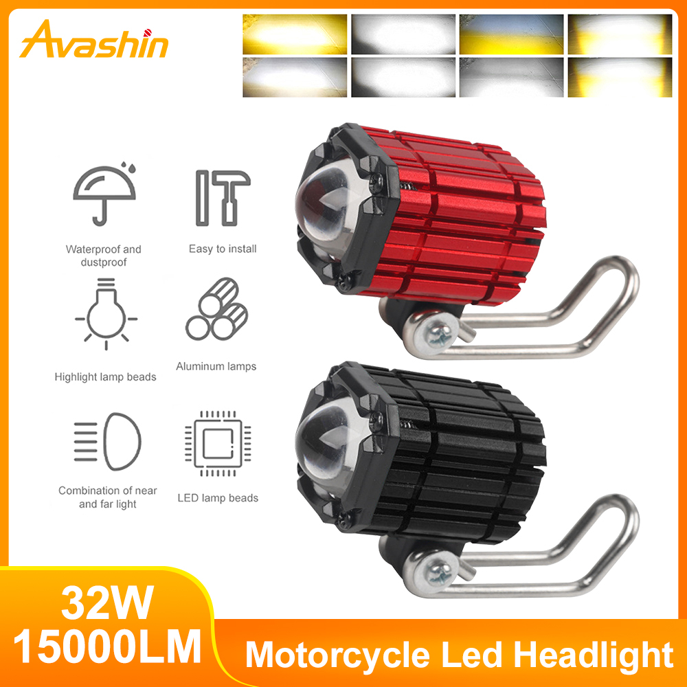 32W Motorcycle Led Headlight Universal Auxiliary Spotlights Waterproof 15000LM Flashing Fog Light Motorcycle Accessories For Cd70 /Cg 125/ All bikes  r All Motorcycle, Cars, Jeep(1pcs) Dual 