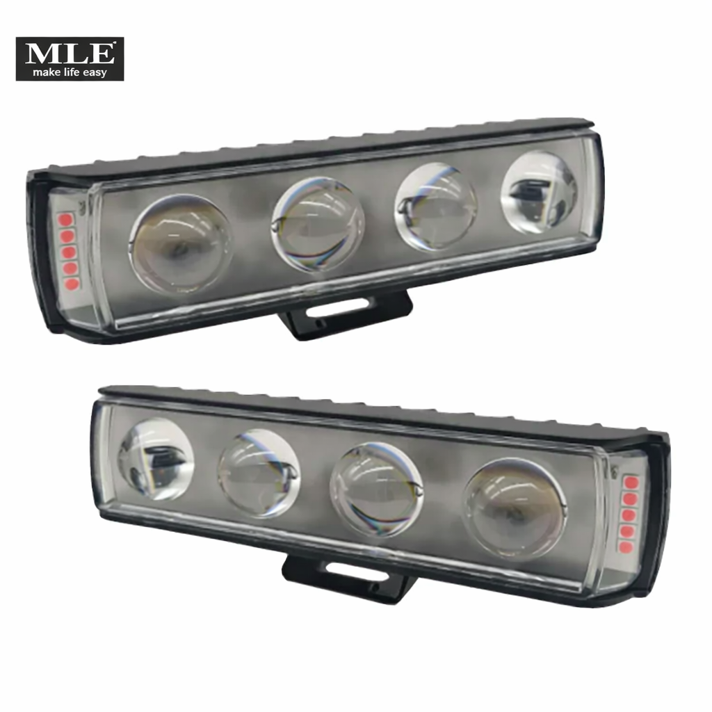 1 Pcs Bike Light Four Lens Projector Driving LED Fog Work Light 4 Color Light Dolphin Projector Spotlight For Bike Car Jeeps White Yellow Mix Flash Bar Light