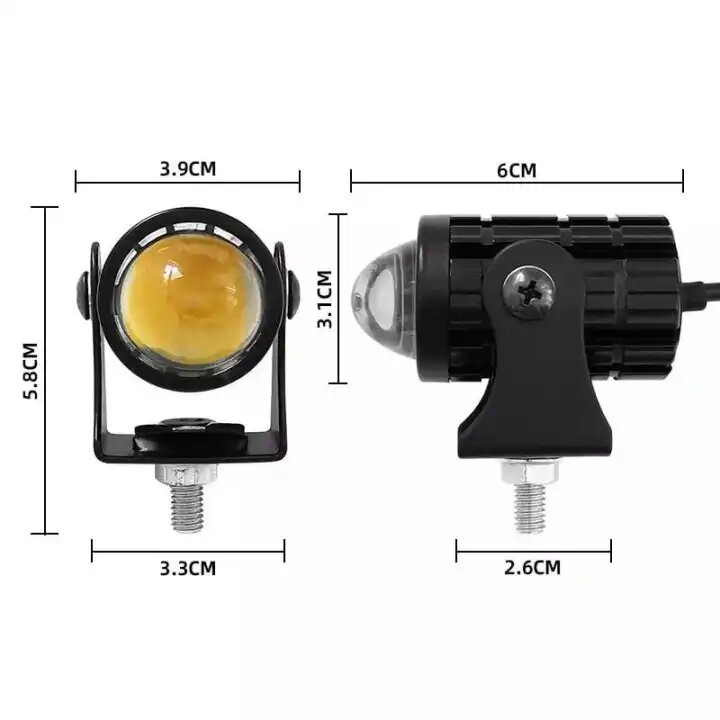 (1pcs) New Mini Driving Fog Light for All Motorcycle, Cars, Jeep(1pcs) Dual Function White-Yellow Lens Projectors Auxiliary Light 20w