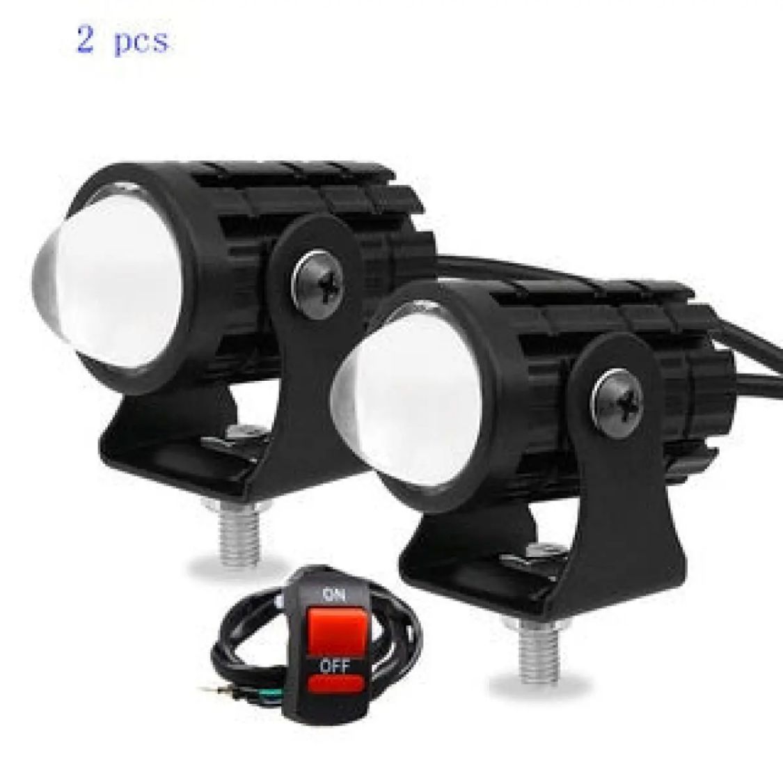 2-Pack Dual-Function White-Yellow LED Projector Fog Lights with Switch for Motorcycles, Cars, Jeeps - 20W