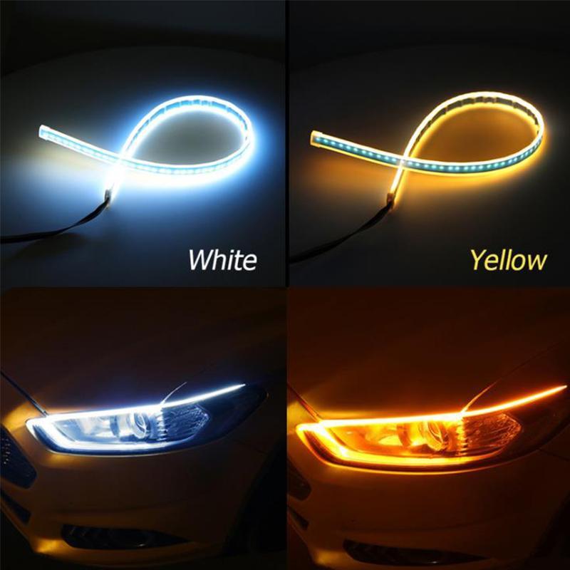 2 Pieces Universal Car LED Daytime Running Light DRL With Turn Signal Lamp Headlight Sequential Flow Day Light Auto Modified 12V