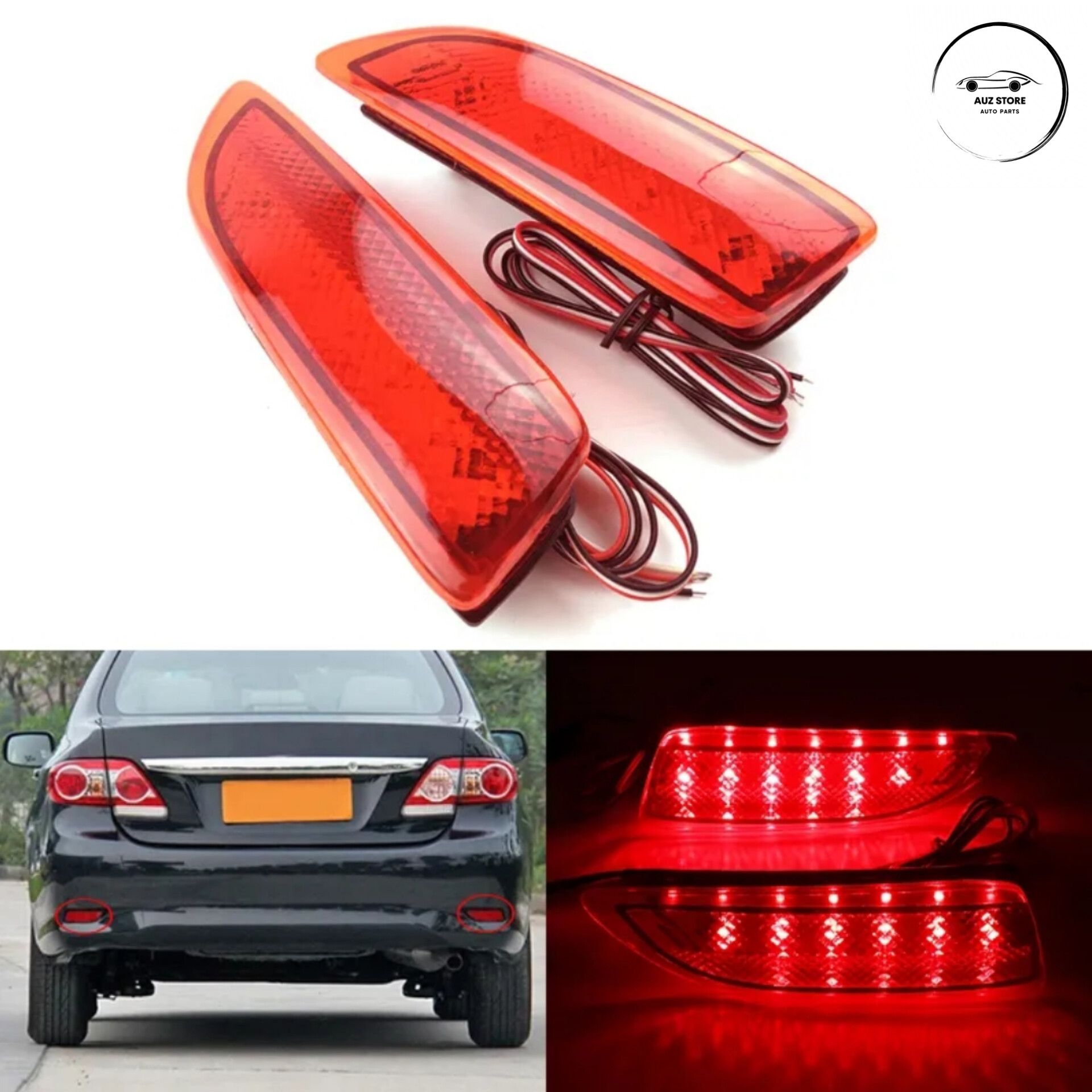2PCS Rear Bumper Reflector Light Red Car Driving Brake  For Toyota Corolla 2011 2014.