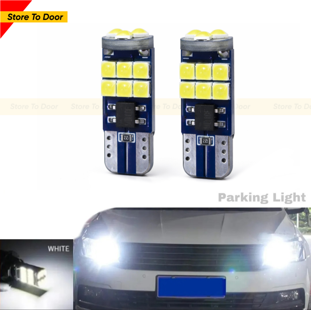 2x T10 LED Bulbs For Car Bike Parking Lights (White Color) 15 SMD 12V Universal