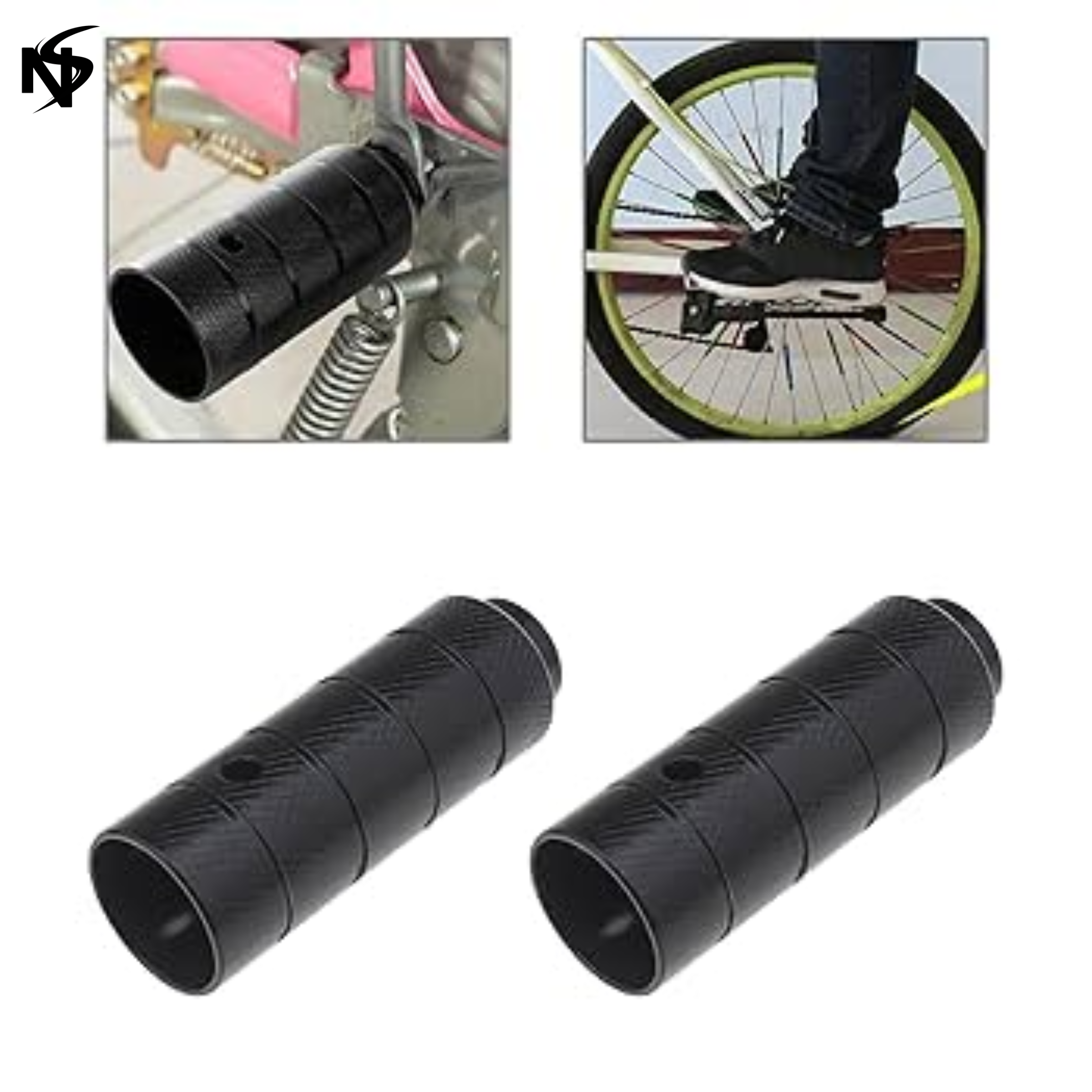 Bicycle Rear Axle Foot Pegs – Heavy Duty Alloy Bike Pedals / Non-Slip Front & Rear Footrest Lever Cylinder, Strong Rocket Style Accessories for MTB, Road, BMX & City Bicycles