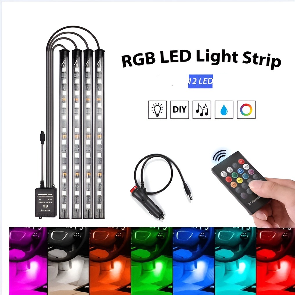 Car Interior Auto Atmosphere Lights Decoration lamp Multi Colours With Remote