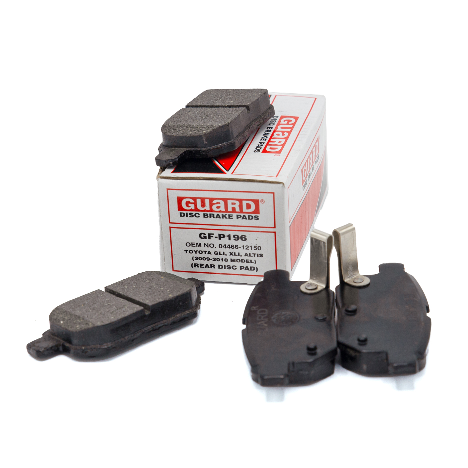 Guard Disc Brake Pads, Toyota XLI, GLI, Altis 2009-2018, REAR Disc Brake Pads: GF-P196