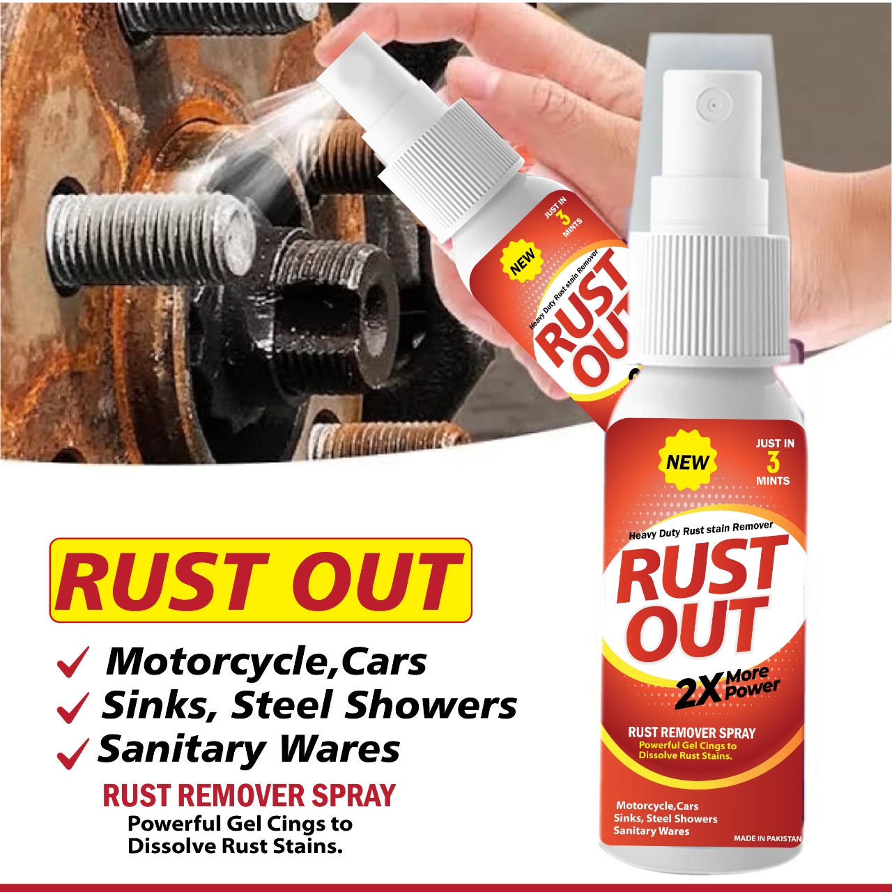 Rust Remover Zang Remover spray for All Automotive (Bike, Car) And chrome & Steel Parts