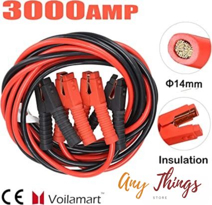 Voilamart Auto Heavy Duty Jumper Cables 1 Gauge Each Cable 6 / 9 / 12 / 15 Feet 3000AMP with Long Automotive Battery Jumper Cable Commercial Grade Booster Cables for Cars Battery J