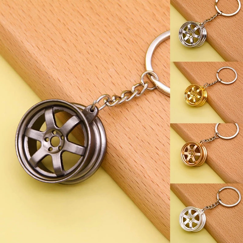 Zinc Alloy Metal Wheel Rim Keychain Car Auto Parts Key Ring Holder Auto Model Keyrings For Keys Motor Pendants Key chains