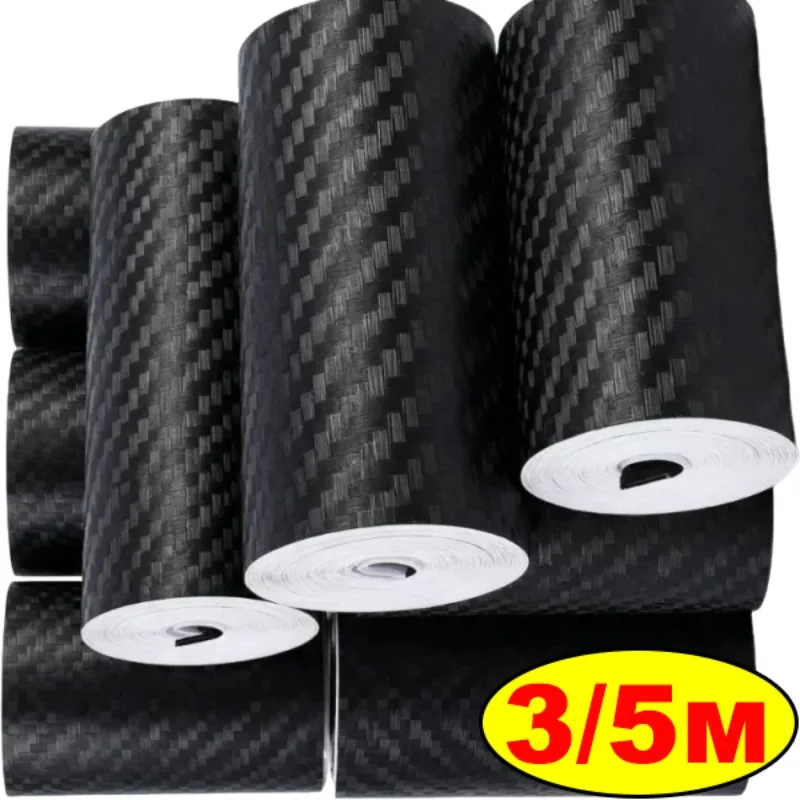 Carbon Fiber Sticker Paste Car Threshold Protective Film Anti Scratch Waterproof Matte Black Nano Sticker for Car Body Decals