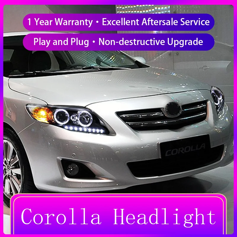 Car Styling For Toyota Corolla 2008 2009 2010 Front Lamp DRL Headlight Turn Signal Highlight LED Projector Lens Auto Accessories