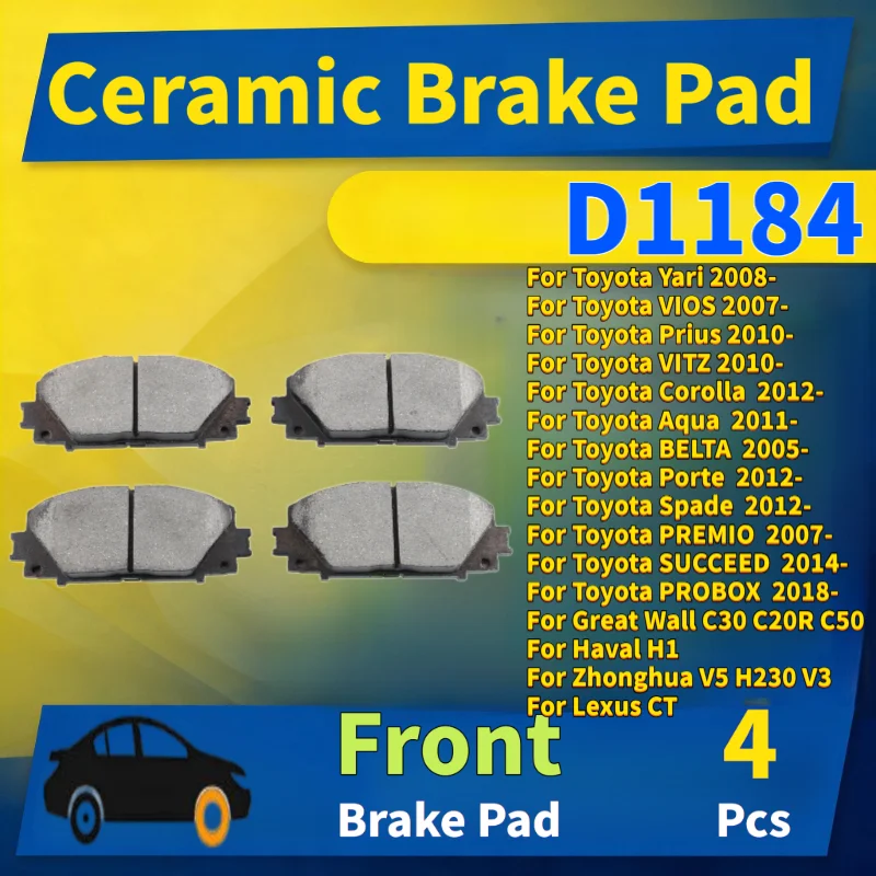 Front Rear Ceramic Brake Pads For Toyota Yaris Prius Corolla For Great Wall C30 C20R C50 For Haval H1 For Lexus CT 454+1079